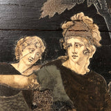 Antique Italian Renaissance Revival Etched Bone and Wood Marquetry Scene on Panel