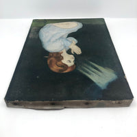 Vintage Oil on Canvas Painting of Girl Praying with Heavenly Light!