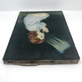 Vintage Oil on Canvas Painting of Girl Praying with Heavenly Light!