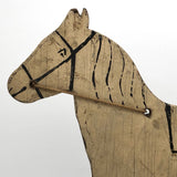 Antique Wooden Folk Art US Army Horse Pull Toy