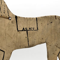 Antique Wooden Folk Art US Army Horse Pull Toy