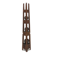 Tall Carved Whimsy with Three Balls in Cages, Inlaid Hearts, and Carved Initials