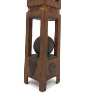 Tall Carved Whimsy with Three Balls in Cages, Inlaid Hearts, and Carved Initials