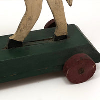 Antique Wooden Folk Art US Army Horse Pull Toy