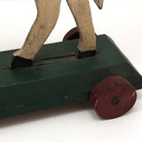 Antique Wooden Folk Art US Army Horse Pull Toy