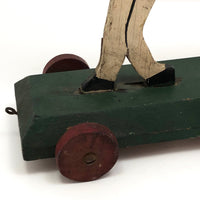 Antique Wooden Folk Art US Army Horse Pull Toy