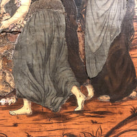 Antique Italian Renaissance Revival Etched Bone and Wood Marquetry Scene on Panel