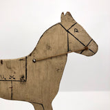 Antique Wooden Folk Art US Army Horse Pull Toy