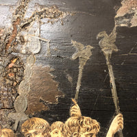 Antique Italian Renaissance Revival Etched Bone and Wood Marquetry Scene on Panel