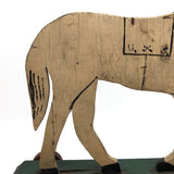 Antique Wooden Folk Art US Army Horse Pull Toy