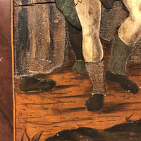 Antique Italian Renaissance Revival Etched Bone and Wood Marquetry Scene on Panel