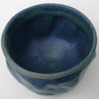 Mid-Century Sculptural Blue Green Glazed Studio Pottery Bowl or Planter