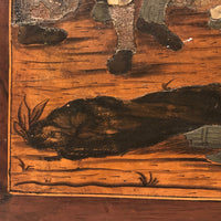 Antique Italian Renaissance Revival Etched Bone and Wood Marquetry Scene on Panel