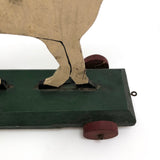 Antique Wooden Folk Art US Army Horse Pull Toy