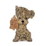 Old Puppy Doorstop with Pink Bow and Wounded Ear