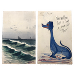G.A. Hunt 1905 Hand-Painted Postcards, Sea and Dog - SOLD INDIVIDUALLY