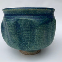 Mid-Century Sculptural Blue Green Glazed Studio Pottery Bowl or Planter