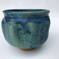 Mid-Century Sculptural Blue Green Glazed Studio Pottery Bowl or Planter