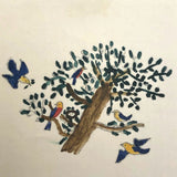 Small Early 19th Century Folk Art Watercolor, Birds in Tree