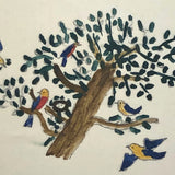 Small Early 19th Century Folk Art Watercolor, Birds in Tree