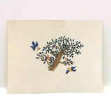 Small Early 19th Century Folk Art Watercolor, Birds in Tree