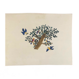 Small Early 19th Century Folk Art Watercolor, Birds in Tree