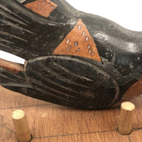 Twelve Men's Morris Old Handmade Game Board with Folk Art Bird Peg!