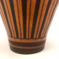 Wilhelm Kagel W. German MCM Orange and Brown Striped Cachepot or Planter