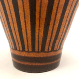 Wilhelm Kagel W. German MCM Orange and Brown Striped Cachepot or Planter