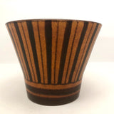 Wilhelm Kagel W. German MCM Orange and Brown Striped Cachepot or Planter