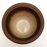 Wilhelm Kagel W. German MCM Orange and Brown Striped Cachepot or Planter