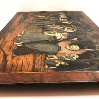 Antique Italian Renaissance Revival Etched Bone and Wood Marquetry Scene on Panel
