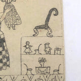 Miniature Early 19th Century Pencil Sketch of Girl with Doll