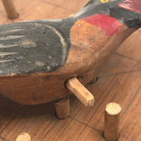 Twelve Men's Morris Old Handmade Game Board with Folk Art Bird Peg!