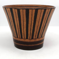 Wilhelm Kagel W. German MCM Orange and Brown Striped Cachepot or Planter