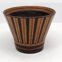 Wilhelm Kagel W. German MCM Orange and Brown Striped Cachepot or Planter