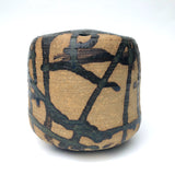 Studio Pottery Ikebana Vase by With Expressionistic Black and Dark Green Glazing