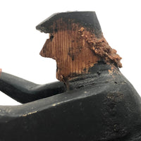 Hard-carved Man in Black with Mullet on (Three-wheeled) Motorcycle