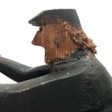 Hard-carved Man in Black with Mullet on (Three-wheeled) Motorcycle