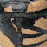 Studio Pottery Ikebana Vase by With Expressionistic Black and Dark Green Glazing