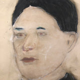 Mixed Media Antique Folk Art Sandpaper Painting of Gentleman