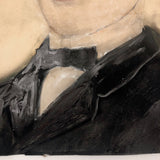 Mixed Media Antique Folk Art Sandpaper Painting of Gentleman