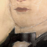 Mixed Media Antique Folk Art Sandpaper Painting of Gentleman