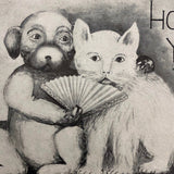 Dog and Cat "How Would You Like to Be Mine?" Antique Valentine Postcard