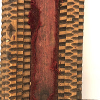 Evocative Antique Tramp Art Frame with Worn Red Velvet