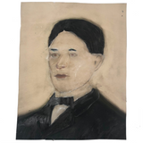 Mixed Media Antique Folk Art Sandpaper Painting of Gentleman