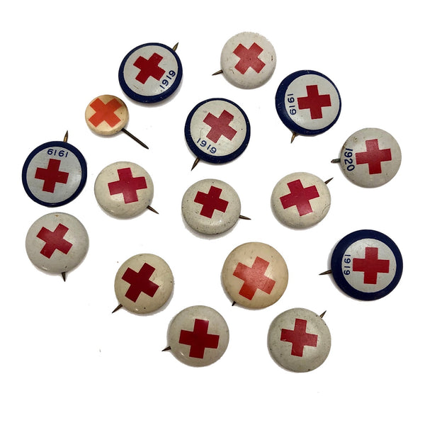 Vintage Red Cross Pins - Set of Five