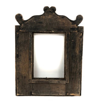 Evocative Antique Tramp Art Frame with Worn Red Velvet