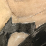 Mixed Media Antique Folk Art Sandpaper Painting of Gentleman