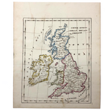 Great Britain and Ireland: Gorgeous c. 1840 Ink and Watercolor Hand-drawn Map